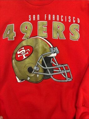 Vintage 90s Hanes Red San Francisco 49ers Crewneck Sweatshirt large Gold Helmet